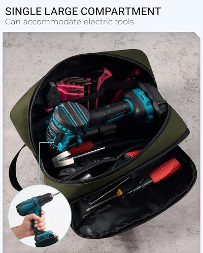 2 Pack Small Tool Bags Zipper Pouch for Organizing, with Adjustable Shoulder Strap & Carabiner, Utility Small Tool Pouch with Multi Pocket Compartments and Label Area (12" & 10") - color: Blue/Green