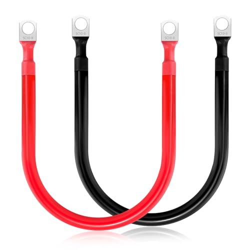 8 AWG Battery Cable 2 Pcs, 11.8 Inch Battery Cables with M8 Ring Terminals, Marine Cables Pure Copper, Ground Cable for Motorcycle, Car, Truck, Rv, Boat - size: M8/11.8INCH/8AWG
