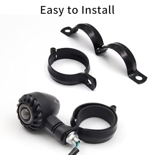 2 PCS Motorcycle Turn Signal Light Tube Bracket Mount - Metal Tube Clamp for 10mm Hole Non-Slip Rubber, Rain Resistant, Perfect for Light Bar Mount (55mm-Black) - style: 52-60mm black