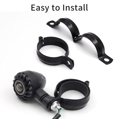 2 PCS Motorcycle Turn Signal Light Tube Bracket Mount - Metal Tube Clamp for 10mm Hole Non-Slip Rubber, Rain Resistant, Perfect for Light Bar Mount (45mm-Black) - style: 42-51mm black