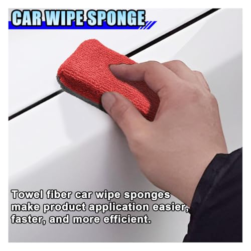 12PCS Ceramic Coating Applicator Sponge, 4.13'' x 1.84'' Microfiber Car Detailing Applicator Pads, Rectangular Car Foam Cleaning Pad, Auto Polishing Pad for Wax, Paint, Sealant (Red) - color: Red