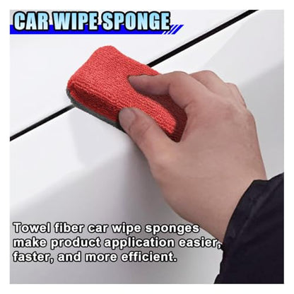 12PCS Ceramic Coating Applicator Sponge, 4.13'' x 1.84'' Microfiber Car Detailing Applicator Pads, Rectangular Car Foam Cleaning Pad, Auto Polishing Pad for Wax, Paint, Sealant (Red) - color: Red