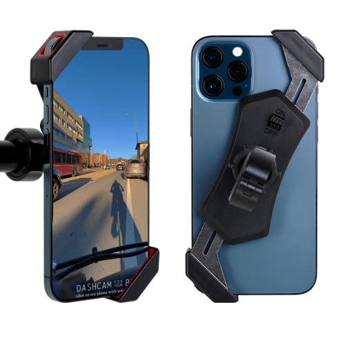 The dashcam.Bike Phone Mount: The Best Bicycle Phone Holder that Reduces Shake Without Blocking Your Camera [Low-Profile Clamp] - color: Red Padded Corners (up to 12mm phone thickness), size: Low-Profile (17mm-30mm handlebars)