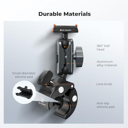 K&F CONCEPT Super Clamp Camera Mount with 360° Dual Ball Head, Bike/Motorcycle Handlebar Tube Mount Quick Release Compatible with Action 5 Pro/4/3 - style: Super Clamp with Ballhead(Action 5 Pro)