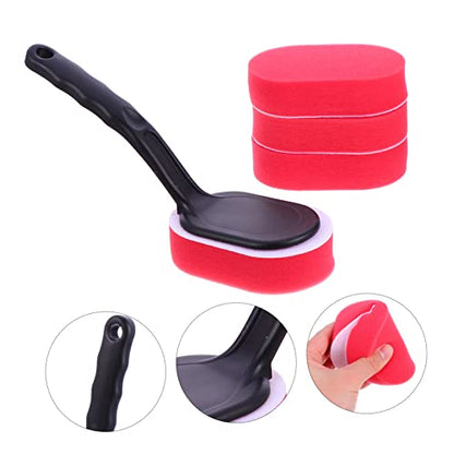 Alipis 5pcs Set Wax Applicator Set with Sponge Brush Heads Handle Efficient Tire Dressing Tool for Cars Trucks and Motorcycles Easy to Use Replaceable Waxing Applicator