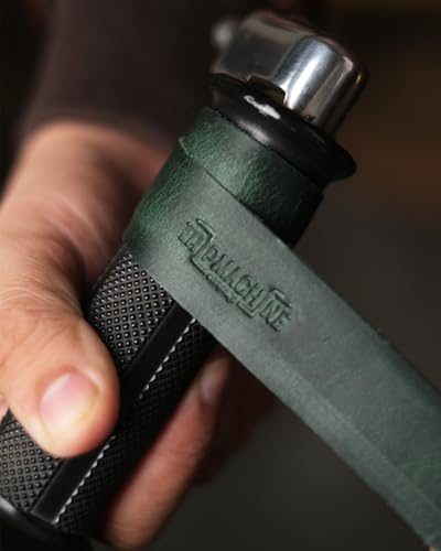 Trip Machine Company Motorcycle Handlebar Leather Grip Wrap Covers – Universal Throttle Grip Covers with Double Sided Tape – Anti-Slip Bike Handle Accessories - color: Forest Green