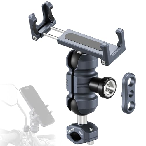 Anti-Theft Motorcycle Phone Mount, Aluminum U-Bolt Base Fits 10-16mm Handlebar & Mirror Bar, 25mm Ball Head, Compatible with Motorcycle/Bicycle/ATV/Snowmobile, for 4.7-7" Smartphones (KPS-03) - color: KPS-03