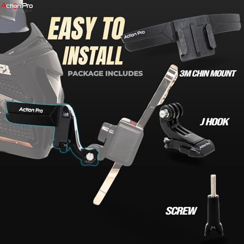 Action Pro 3M Slim Flexible Helmet Chin Mount Strap Compatible with GoPro Hero 13 12 11 10 9 8 7 6 5 4, SJCAM, DJI Osmo 5 4, Insta 360 x4 x3, SJCAM, Xiaomi, Yi Action Cameras (Black)