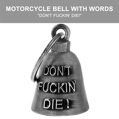 Dream Apparel Motorcycle Bell Guardian Angel Drive Away Gremlin, Biker Bell for Men Women Rider Riding, Good Luck Gift - color: Don't Fuckin' Die!