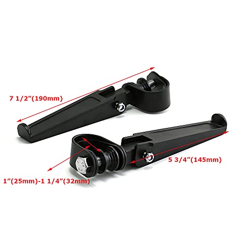1”-1.25"(25mm-32mm) Universal Motorcycle Foldable Highway Antivibrate Engine Guard Crash Bars Foot Pegs for Harley Electra Glide Road King Street Glide (black) - color: black