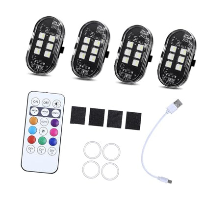2/4 / 6 / 8pcs LED Warning Lights for Motorcycle Car Shockproof Design Light - color: 4 lights
