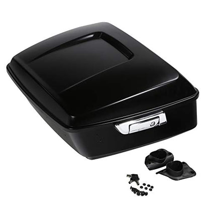 TCMT Black Denim 13.7" King Trunk W/Latch Key with Speaker Cut Outs Fit For Harley Trunk Touring CVO Road King Road Glide Street Glide Electra Glide Ultra Limited 2014-2025 - color: Black Denim(W Speaker Holes)