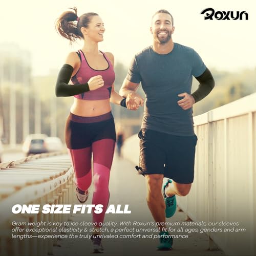 ROXUN Arm Sleeves, Cooling UV Sun Protection Sports Compression for Men/Women - color: 2 Pairs - Purple+pink