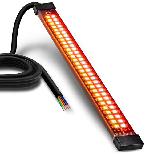 TRUE MODS 1pc 8" LED Motorcycle Turn Signal & Brake Taillight Strip [Waterproof] [Dual Row] [RED Tail & Brake] [AMBER Sequential Blinker] Self Adhesive Surface Mount Flexible Lamp for ATV Dirt Bike - size: 1pc 8", style: Tail Light w/ Amber Sequential