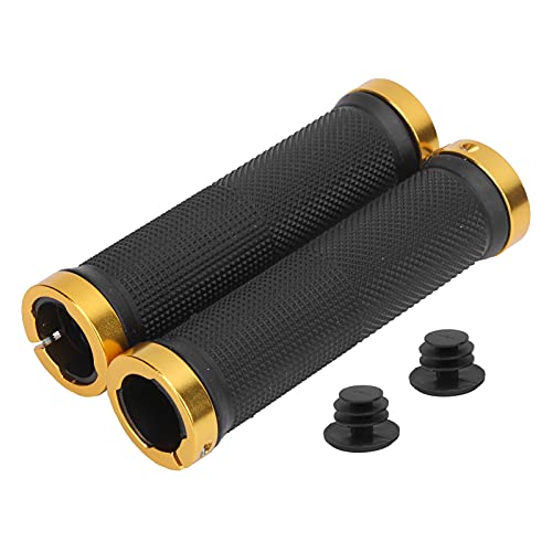 1 Pair Bike Handlebar Grips, Lightweight Rubber Handlebar Sleeve for Mountain Bike - color: Gold