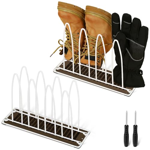 2 Pack Metal Shoe Drying Rack, Shoes, Boot, and Glove Drying Rack, Dryer Racks for Shoes and Dryer Shoe Racks Inside Dryers (White)