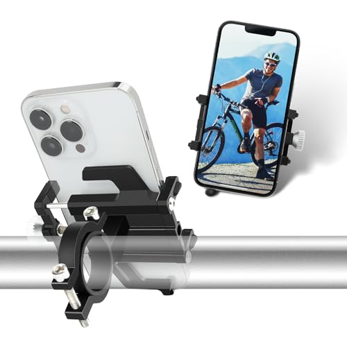 NineLeaf Bike Phone Holder | Not Block Camera,Motorcycle Phone Holder Aluminum | Silicone Anti-Slip,for Navigation & Recording,Anti Vibration Mount, Fits 2.17-3.74''Phones & 0.71-1.34'' Handlebars - color: Black