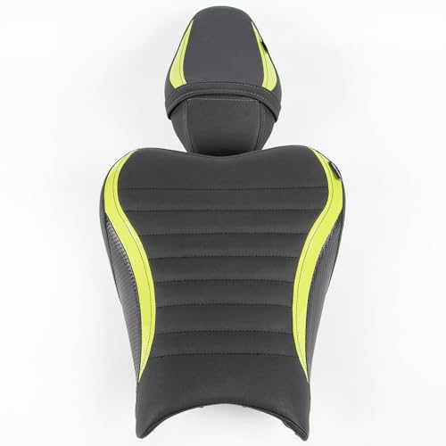 Motorcycle Driver Rider Rear Passenger Seat fit for Z900 Z 900 2017 2018 2019 2020 2021 2022 2023 2024 Pressure Relief Soft Pillion Saddle Cushion Pad, Light Green - color: Front & Rear - Light Green