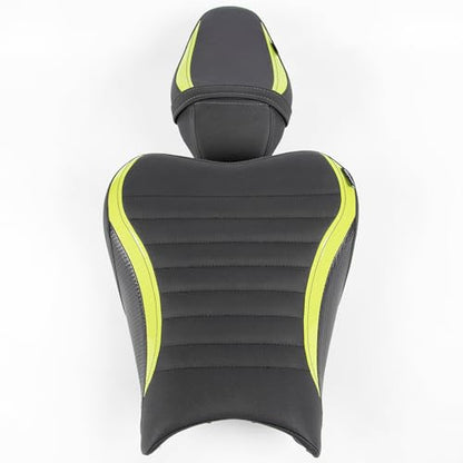 Motorcycle Driver Rider Rear Passenger Seat fit for Z900 Z 900 2017 2018 2019 2020 2021 2022 2023 2024 Pressure Relief Soft Pillion Saddle Cushion Pad, Light Green - color: Front & Rear - Light Green