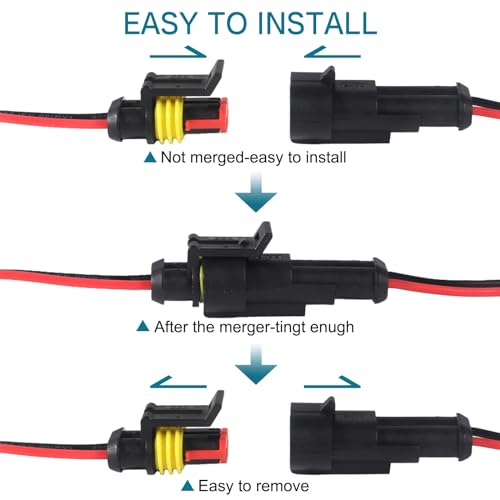 10Pair 2Pin Waterproof Connector,Male and Female Way 16 AWG Quick Disconnect Wire Connectors Suitable for car Truck, Boat and Other Wire Connection - color: 10Pair 2PIN