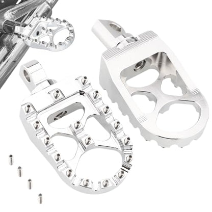 TSUNG Off Road Motorcycle Foot Pegs MX Style Footpegs – Compatible with Dyna, Fatboy, Sportster, Iron 883, CNC Wide 360° Rotating Foot Pedals (Chrome) - color: Chrome