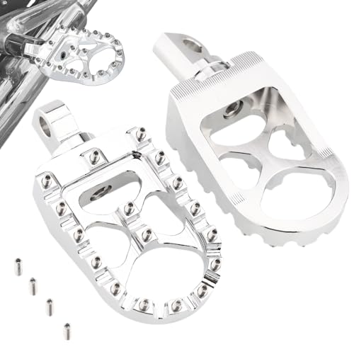 TSUNG Off Road Motorcycle Foot Pegs MX Style Footpegs – Compatible with Dyna, Fatboy, Sportster, Iron 883, CNC Wide 360° Rotating Foot Pedals (Chrome) - color: Chrome
