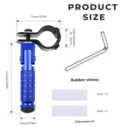 2-in-1 Clamp-On & Bolt-On Foldable Foot Pegs, Motorcycle Foot Pegs with Removable Pipe Clamps, M8 Mount or 26–32mm Tube Fit, for E-Bike, Mini Bike & Custom Builds （1 Pair, Anodized Blue) - color: Anodized Blue
