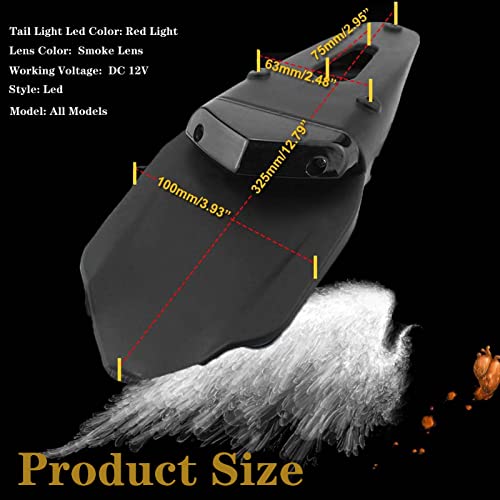 Universal Rear Fender With LED Motorcycle Brake Tail Light Fender for Off-road Motorcycle Dirt Bike (Smoke Lens) - size: NO.2-Smoke