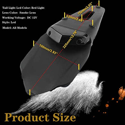 Universal Rear Fender With LED Motorcycle Brake Tail Light Fender for Off-road Motorcycle Dirt Bike (Smoke Lens) - size: NO.2-Smoke