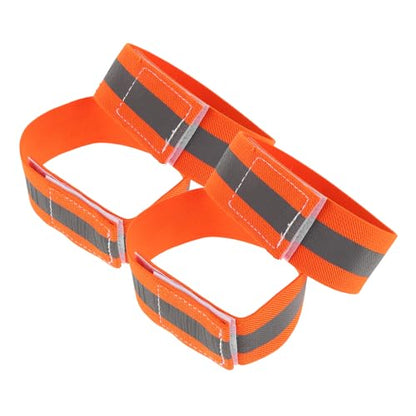 4pcs Reflective Cycling Leg Bands and Arm Straps, Adjustable Elastic High Visibility Safety Gear for Night Mountain Biking and Outdoor Sports, Orange
