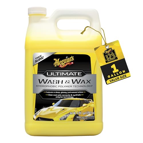 Meguiar's Ultimate Wash and Wax, Car Wash Soap and Wax Cleans & Shines in One Step, Shine & Protect with an Enhanced pH Balanced Car Paint Cleaner, 1 Gallon - style: Ultimate Wash & Wax