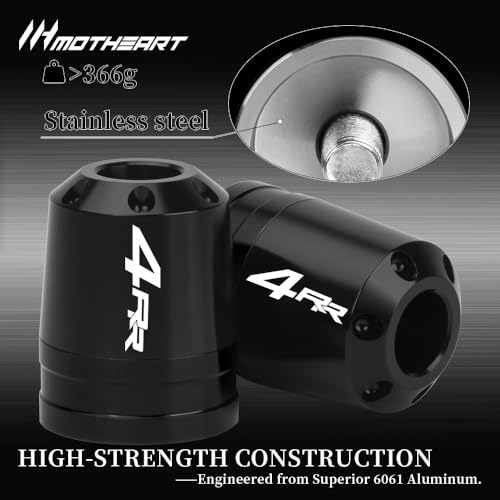 Motorcycle Handlebar End Weights For Ninja ZX-4RR 2023-2025 Heavy Duty Stainless Steel & Aluminum Bar Ends with Vibration Dampers Universal 8mm Fit Accessories (Black) - color: Black