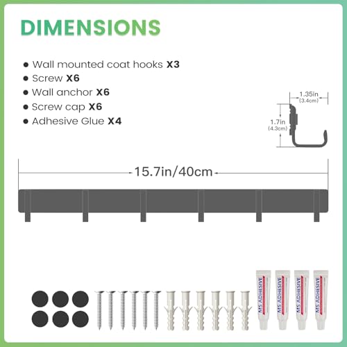 Coat Rack Wall Mount (3 Pack), Heavy Duty Wall Coat Hanger with 6 Coat Hooks for Entryway, Bedroom, Closet, Hanging Hats, Bags, Purses Jacket (White) - color: White - 3 Pack