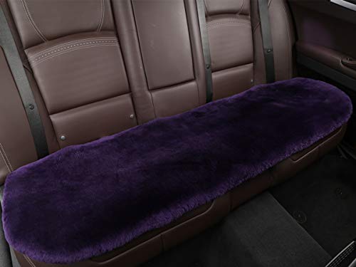 Authentic Sheepskin Car Seat Cushions,Soft Breathable Short Wool Auto Seat Covers Universal Fit for Cars,Chairs Sofa Comfortable and Anti-Slip Back(Purple) - color: Purple, size: Back Seat(19.3inch*51.2inch)