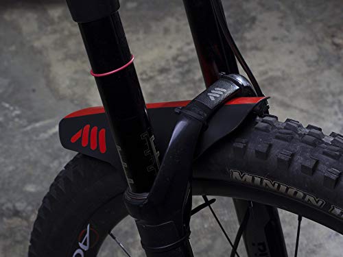 MTB Front Wheel Mud Guard - Lightweight & Durable Protection - Universal Fit - Protect Against Mud, Water Spray and More - color: Red/Black
