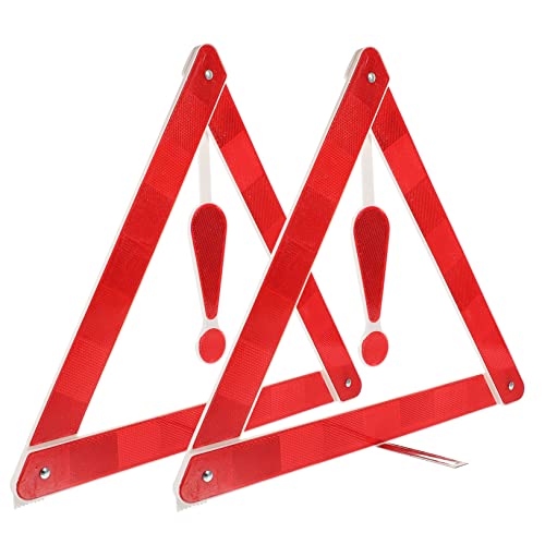 2pcs Reflective Car Warning Triangle Kit Durable Auto Safety Tripod for Roadside Emergencies Compact Design for Easy Storage for Vehicles and Work Trucks