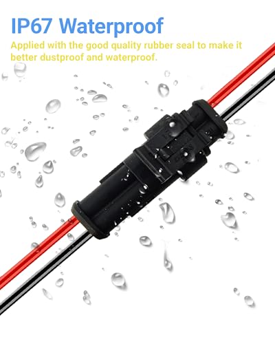 14 AWG 2 Pin Waterproof Connector, 2 Wire Automotive Waterproof Electrical Connectors, 14 Gauge Male and Female Way Connectors Harness 12V Quick Connect for Car Truck Boat Motorcycle -6 Pack - size: 2 Pin