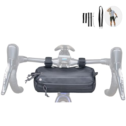 Lumiere & Co. Bike Handlebar Bag - Durable, Multiple Size and Color Options - Dual Elastic Straps, Clips & Hook-and-Loop for Customizable Fit (Black, Medium) - color: Black, size: Medium