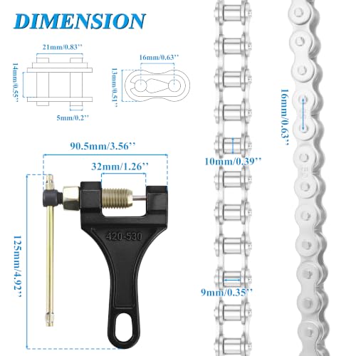 530 X-Ring 120 Links Drive Chain Universal Kit for 50/70/90/110/125/196/212cc Engines Fits SSR TaoTao Coolster Baja ATVs Mini Bikes Dirt Bikes Go-Karts and Includes Chain Breaker Tool