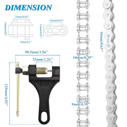 530 X-Ring 120 Links Drive Chain Universal Kit for 50/70/90/110/125/196/212cc Engines Fits SSR TaoTao Coolster Baja ATVs Mini Bikes Dirt Bikes Go-Karts and Includes Chain Breaker Tool