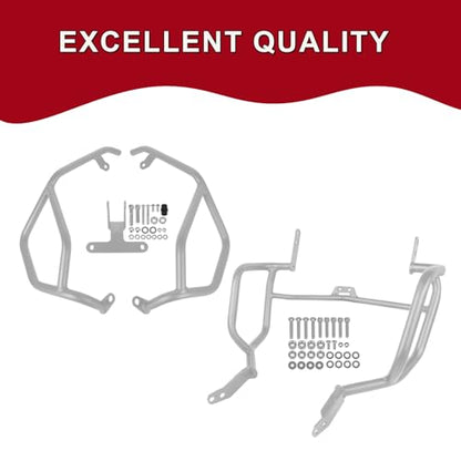 Highway Crash Bar Engine Guard Bumper Protector Replacement for Yamaha Tenere700 Tenere 700 2025 2026 Upper and Lower Motorcycle Steel Frame Falling Protector Bars (Upper and Lower) - size: Upper and Lower