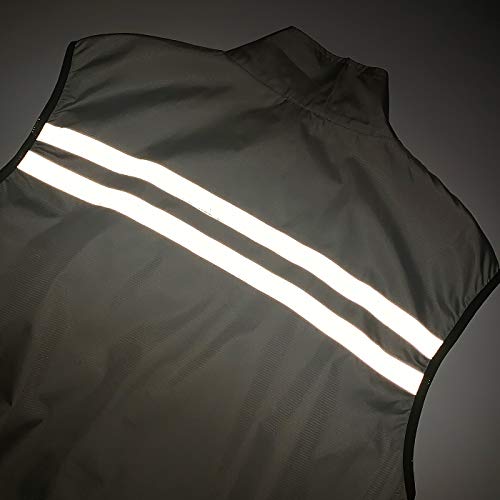bpbtti Men's Hi-Viz Safety Running Cycling Vest Sleeveless Windbreaker vests- Windproof and Reflective - color: Grey, size: Large