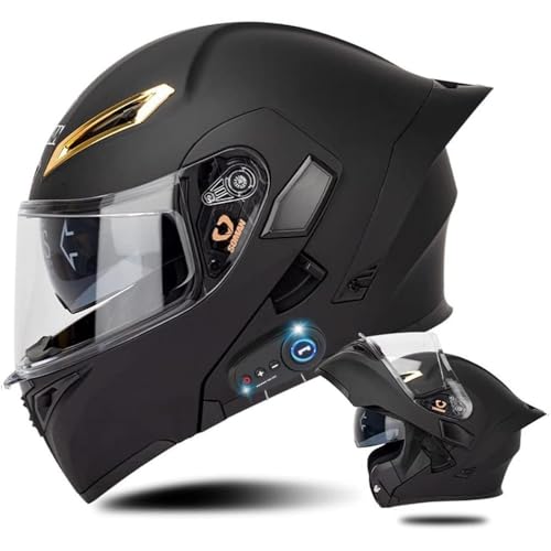 AAREG Bluetooth Modular Motorcycle Helmet with Tail DOT/ECE Approved Flip Up Front Helmets Dual Anti-Fog Visors Full Face - color: I, size: Small
