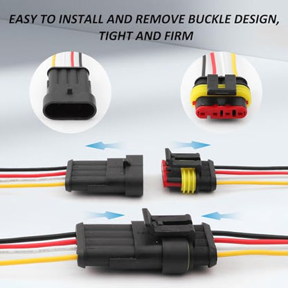 Connector Waterproof, 18 AWG Automotive Electrical Connectors Male and Female Way with Heat Shrink Tubing for Car Truck Boat and Other Wire Connections (4pin 6 Kits) - size: 4pin 6 Kits
