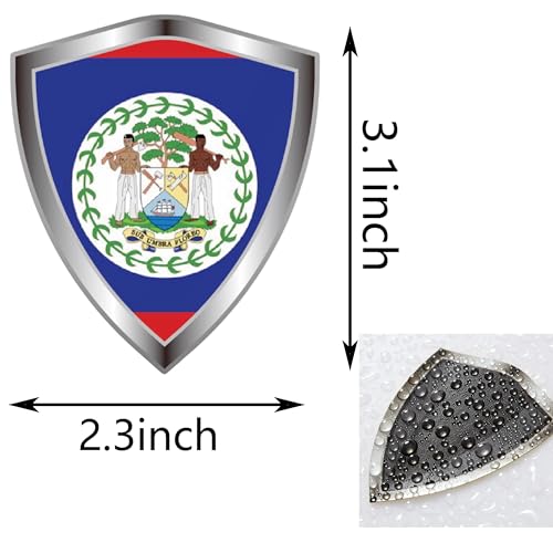 Belize Flag Decal Sticker - Belizeans Flags Shield Shape Reflective Vinyl Car Stickers - for Car Window Bumper Laptop Waterproof Sticker (5Pcs) - color: Belize