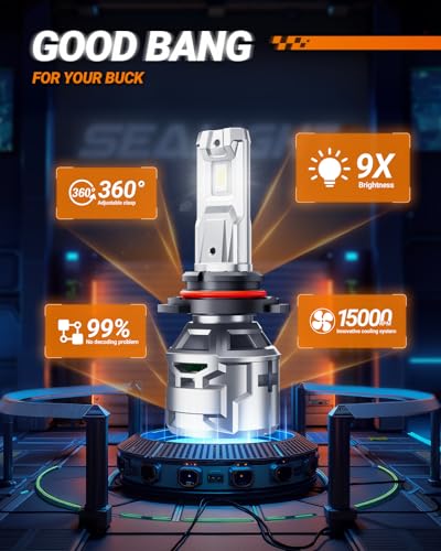 SEALIGHT 9005 9006 LED Fog Bulbs 60000LM Edition IP68 Water Proof, Brightest X5 9005 9006 headlight lights Easy Installation for Headlight Housings, Plug and Play 10 Years Lifespan, Pack of 4 - size: X5 9005 9006