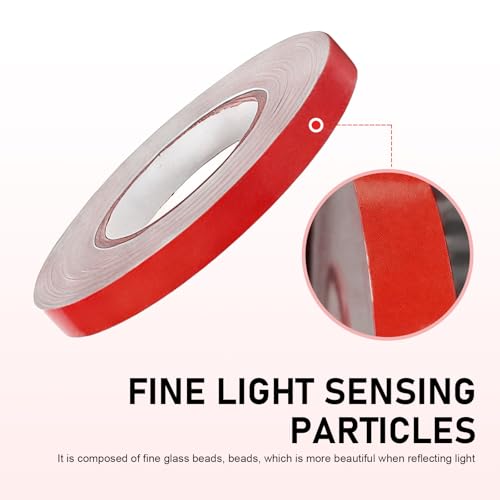Car Reflective Strip Sticker, 0.39" x 197" Waterproof Car Body Reflective Tape, DIY Night Visibility Warning Rim Strip Decal, Universal for Most Cars, Motorcycles, Bikes (Red) - color: Red