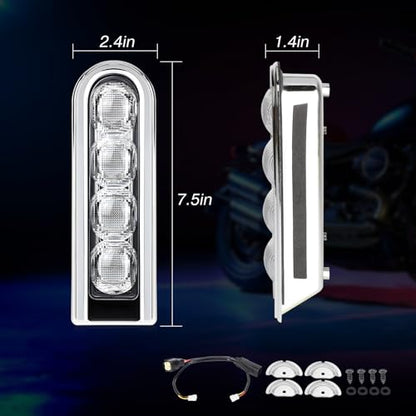 Motorcycle Rear Saddlebag Accent LED Light Insert Filler Support Compatible with Harley Touring Road King Ultra Limited Street Road Electra Glide 2014-2024 (Silver) - color: Silver