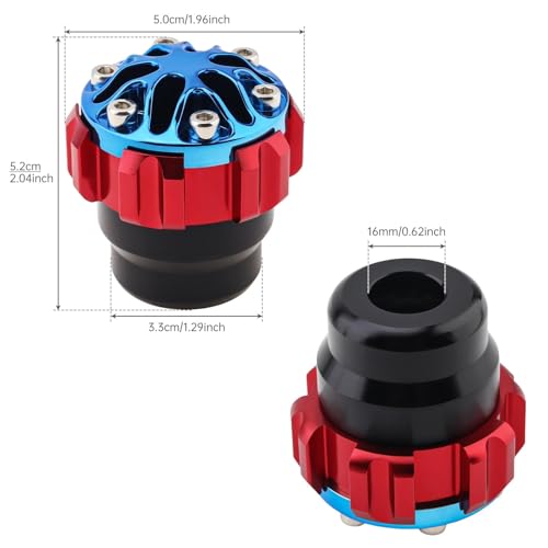 Windance 2pcs Aluminum Alloy 16 mm Front Wheel Frame Sliders for Motorcycles Motocross Moped Scooters Dirt Pit Bikes, Front Fork Anti Crash Sliders (Red,16mm)