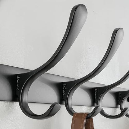 SKOLOO Coat Rack Wall Mounted - 6 Hooks, Heavy Duty, Stainless Steel, Metal Wall Hanger, Sturdy Coat Hooks for Hanging Coats, Jacket, Clothes, Hats - Black - color: Black, size: 6 Hook(1 Pack)